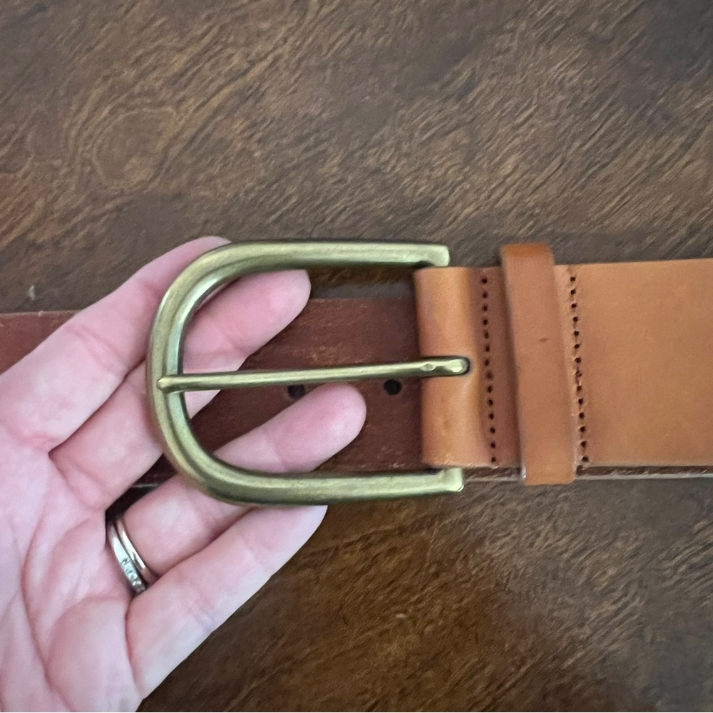 LINEA PELLE Embroidered Peacock Genuine Leather Belt Boho Western Tan belt - Picture 8 of 8
